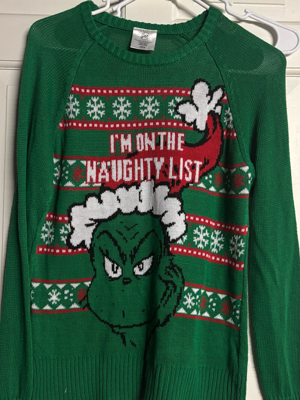 Green 'I'm on the Naughty List' Grinch Sweater